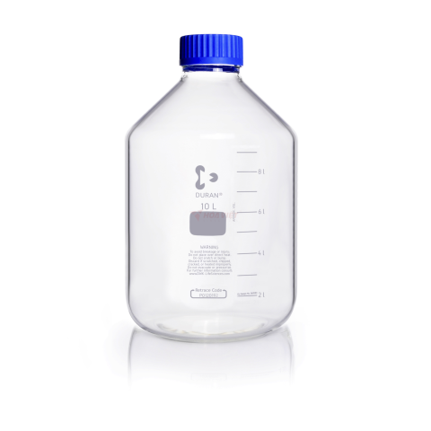 Chai thủy tinh phòng thí nghiệm DURAN® GLS 80 cổ rộng 10000 ml, kèm nắp vặn và vòng rót