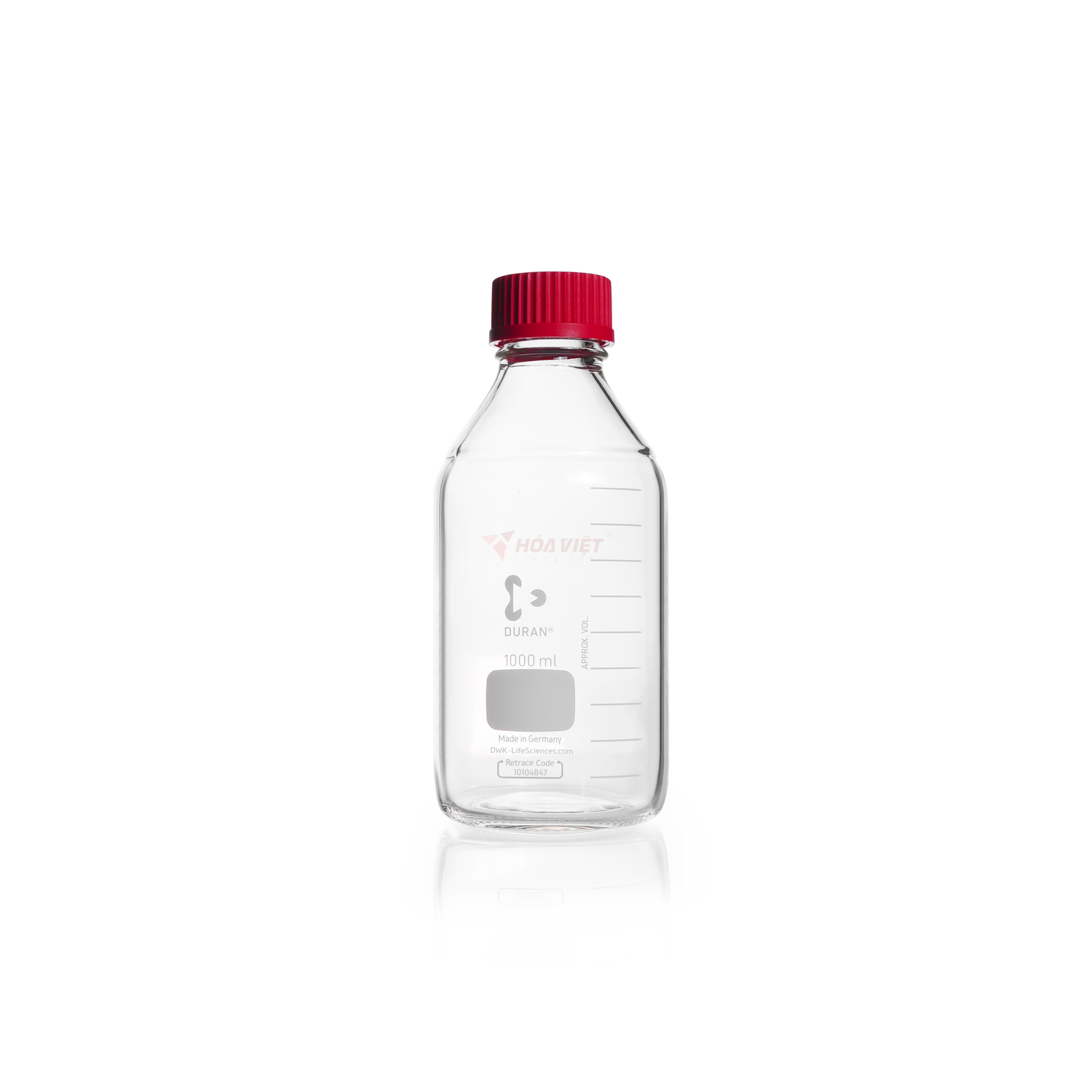 Chai thủy tinh phòng thí nghiệm DURAN GL45 1000ml – Chai thủy tinh có vạch chia kèm nắp PBT chịu nhiệt và vòng rót ETFE Chai thủy tinh phòng thí nghiệm DURAN GL45 1000ml – Chai thủy tinh có vạch chia kèm nắp PBT chịu nhiệt và vòng rót ETFE