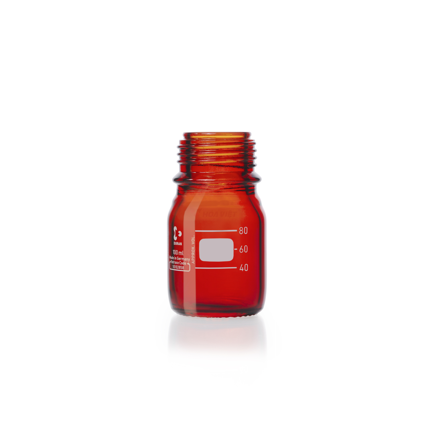 Chai thủy tinh phòng thí nghiệm DURAN GL45 100ml màu nâu (Amber) – không nắp Chai thủy tinh phòng thí nghiệm DURAN GL45 100ml màu nâu (Amber) – không nắp