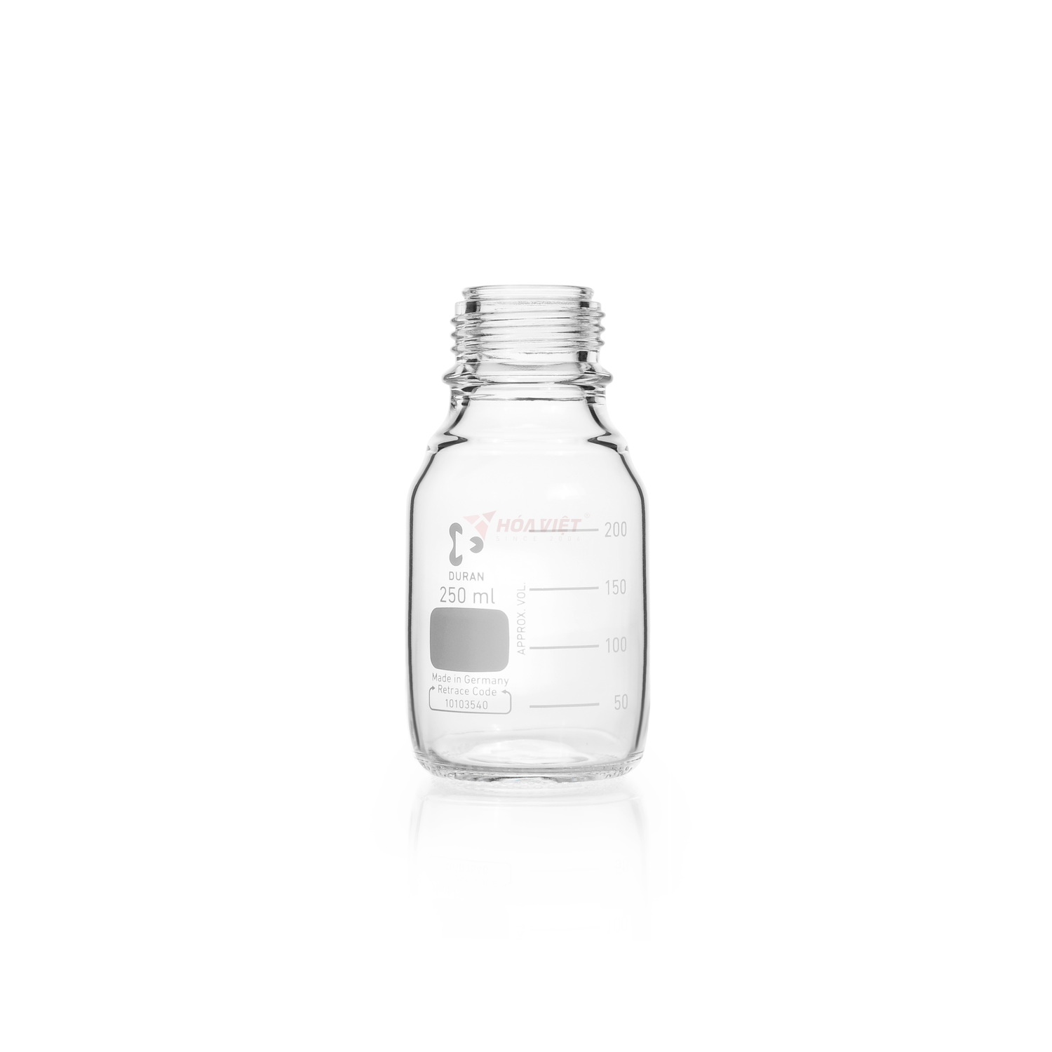 Chai Thủy Tinh Phòng Thí Nghiệm DURAN® GL45 Có Vạch Chia 250ml – Không Nắp, Không Vòng Rót Chai Thủy Tinh Phòng Thí Nghiệm DURAN® GL45 Có Vạch Chia 250ml – Không Nắp, Không Vòng Rót