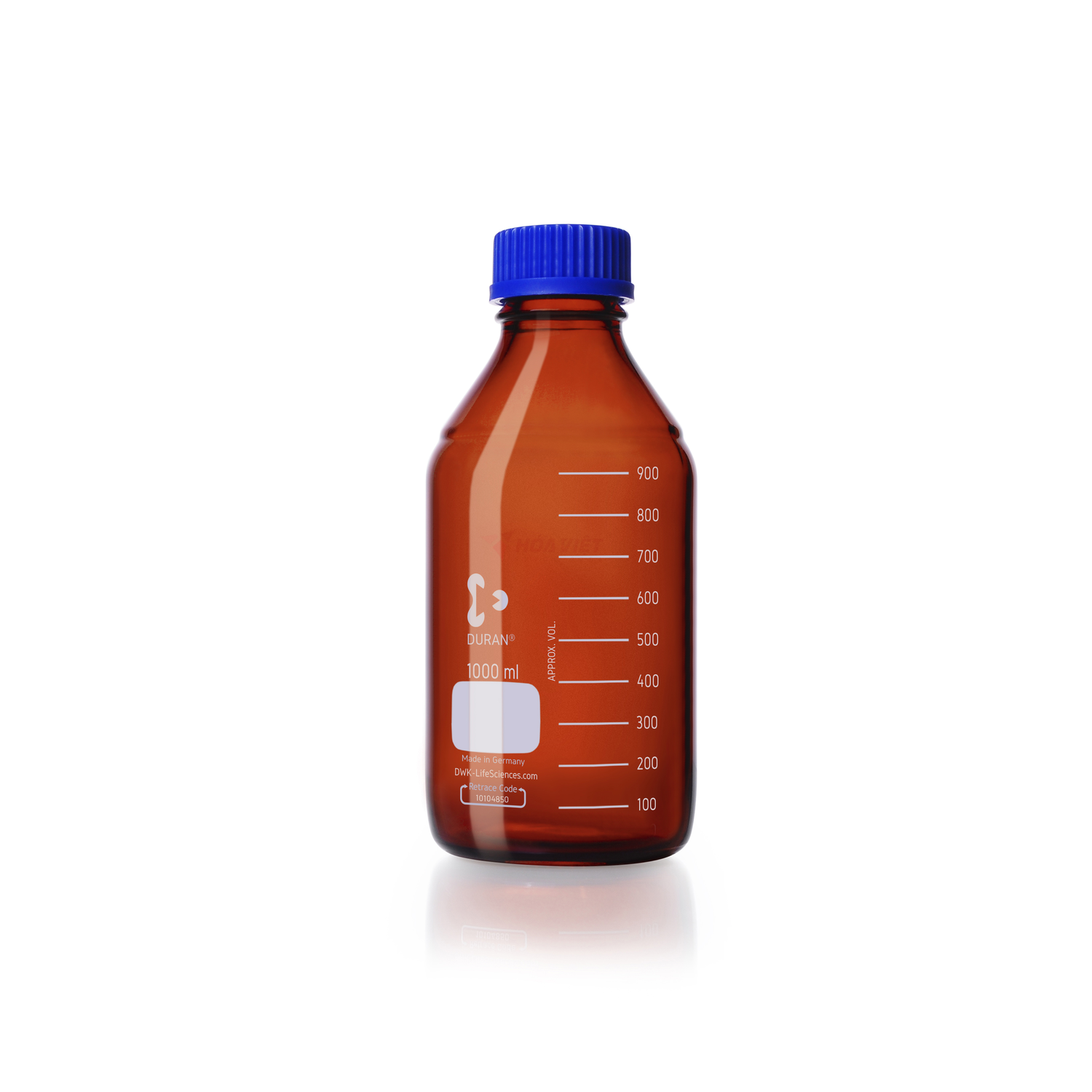 Chai thủy tinh phòng thí nghiệm DURAN® GL 45 màu hổ phách 1000 ml, kèm nắp vặn và vòng rót Chai thủy tinh phòng thí nghiệm DURAN® GL 45 màu hổ phách 1000 ml, kèm nắp vặn và vòng rót