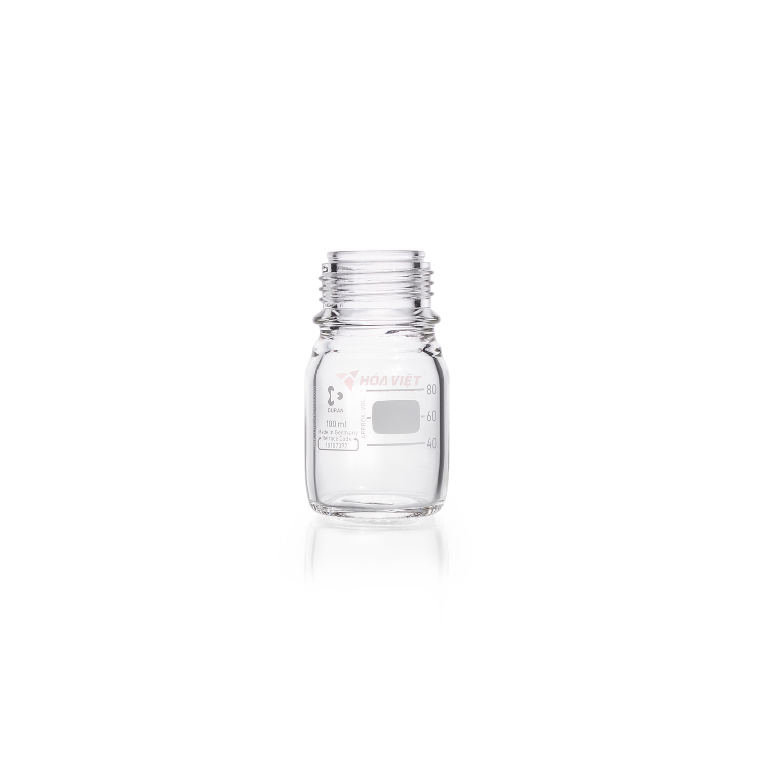 Chai Thủy Tinh DURAN GL45 100ml Trong Suốt Có Vạch Chia – Kèm Nắp Vặn & Vòng Rót PP Chai Thủy Tinh DURAN GL45 100ml Trong Suốt Có Vạch Chia – Kèm Nắp Vặn & Vòng Rót PP