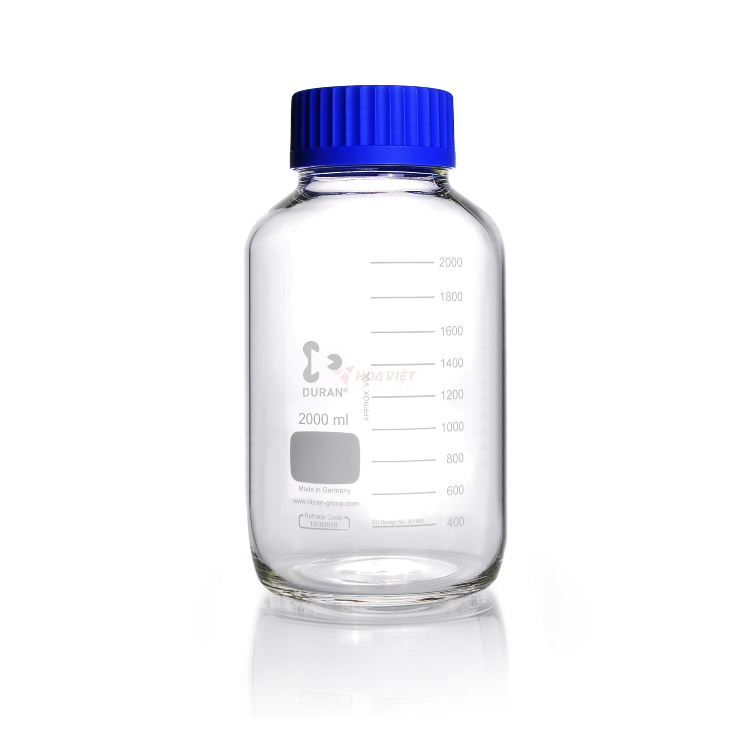 Chai thủy tinh phòng thí nghiệm DURAN® GLS 80 cổ rộng 2000 ml kèm nắp vặn và vòng rót (PP) Chai thủy tinh phòng thí nghiệm DURAN® GLS 80 cổ rộng 2000 ml kèm nắp vặn và vòng rót (PP)