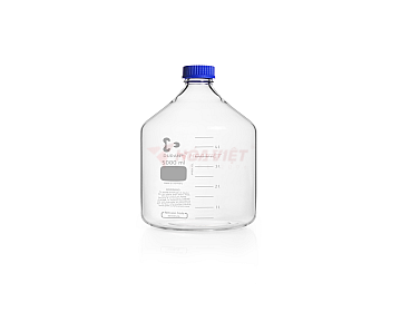 DURAN GL45 5000ml Clear Glass Bottle with Graduations – Includes PP Screw Cap & Pouring Ring