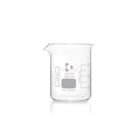 Cốc thủy tinh thí nghiệm DURAN® 150 ml dạng thấp, có vạch chia và mỏ rót