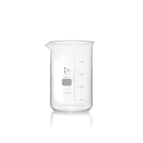 Cốc thủy tinh thí nghiệm DURAN® 5000 ml dạng thấp, có vạch chia và mỏ rót Cốc thủy tinh thí nghiệm DURAN® 5000 ml dạng thấp, có vạch chia và mỏ rót