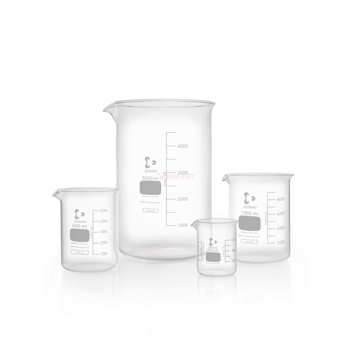 Cốc thủy tinh thí nghiệm DURAN® 2000 ml dạng thấp, có vạch chia và mỏ rót Cốc thủy tinh thí nghiệm DURAN® 2000 ml dạng thấp, có vạch chia và mỏ rót