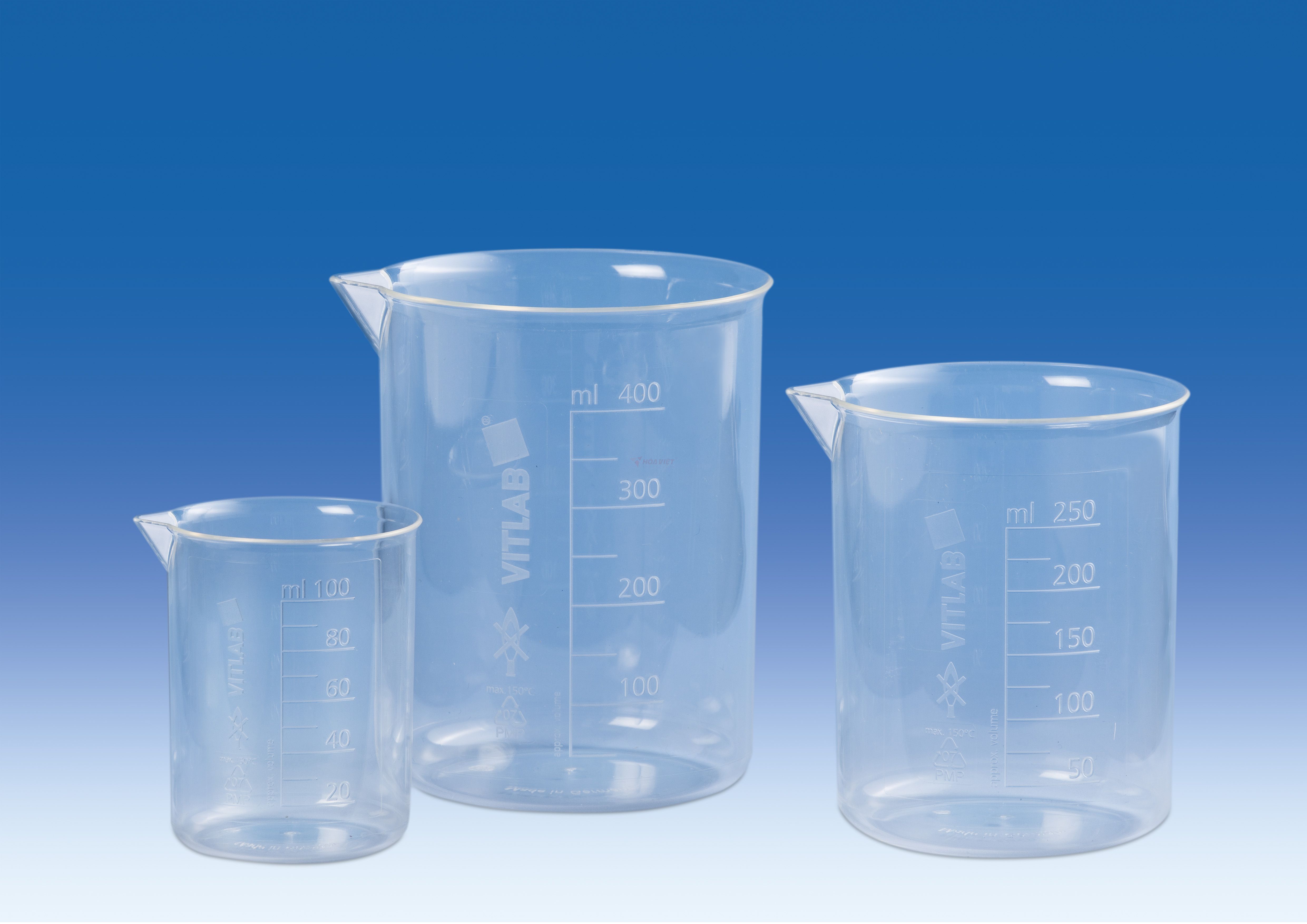 Cốc nhựa PMP Vitlab 1000ml vạch trắng