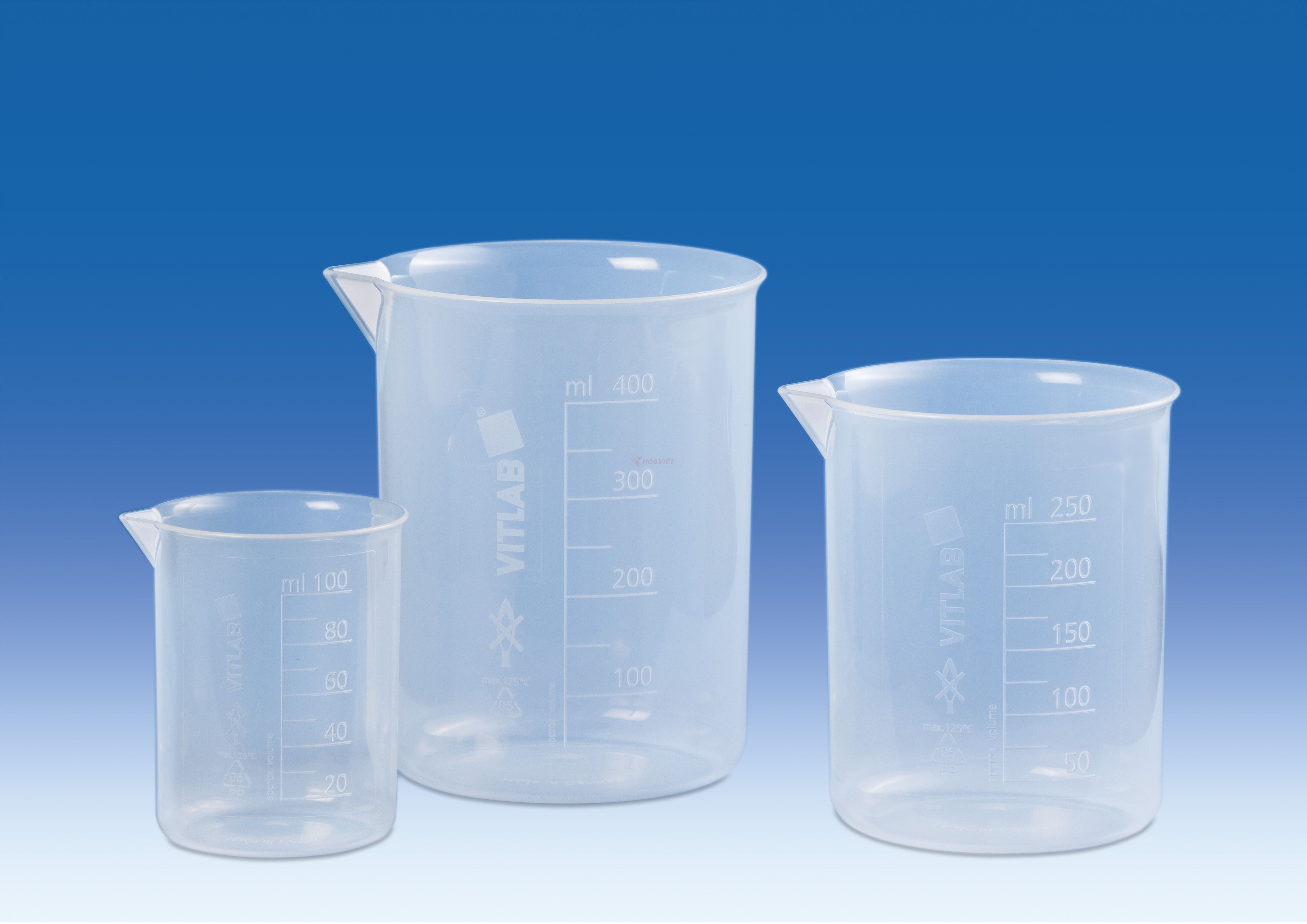 Cốc nhựa PP Vitlab 1000ml vạch trắng