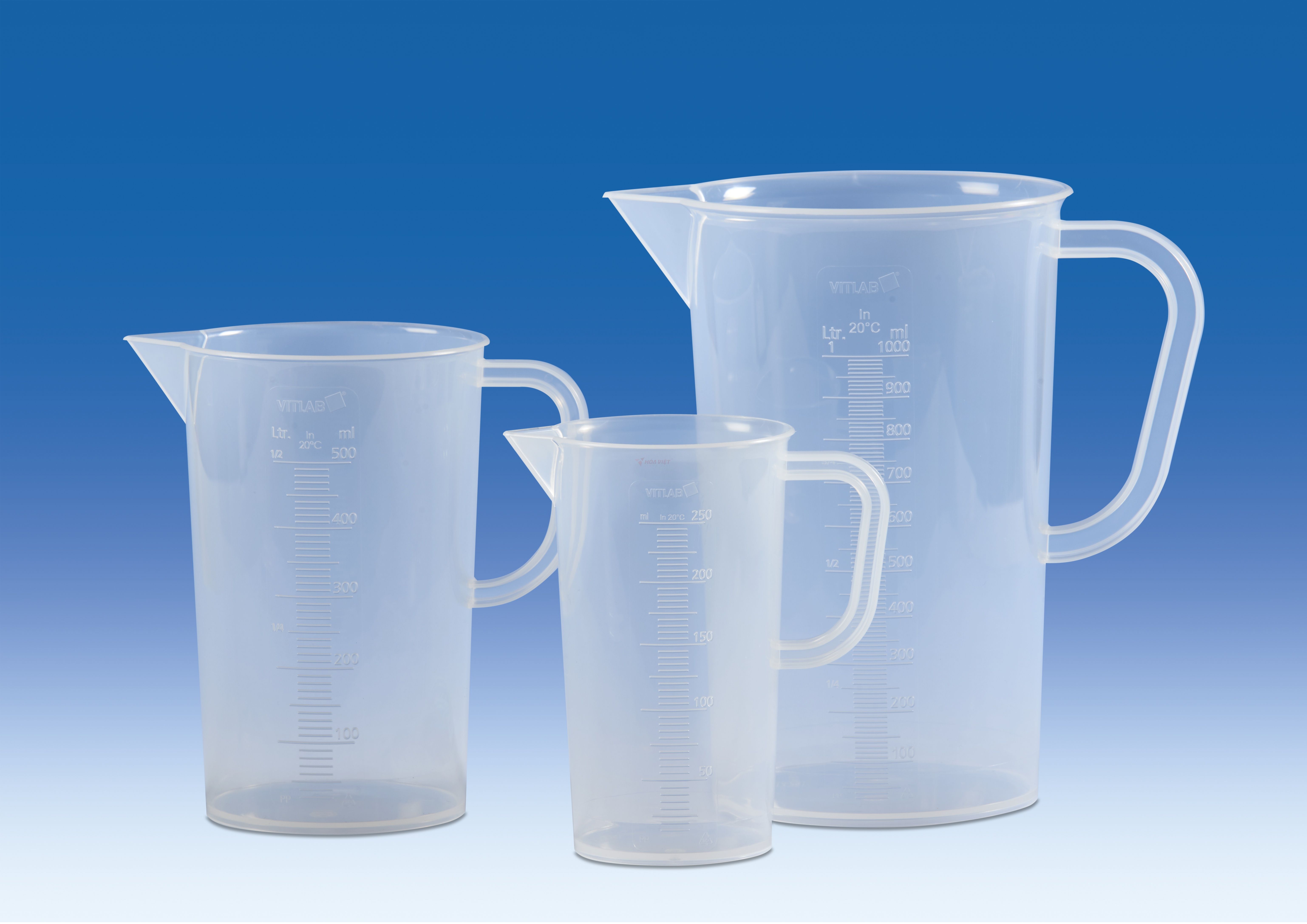 Ca đong nhựa PP Vitlab 1000ml vạch nổi trắng