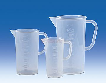 Vitlab PP measuring jug 1000ml white raised graduations