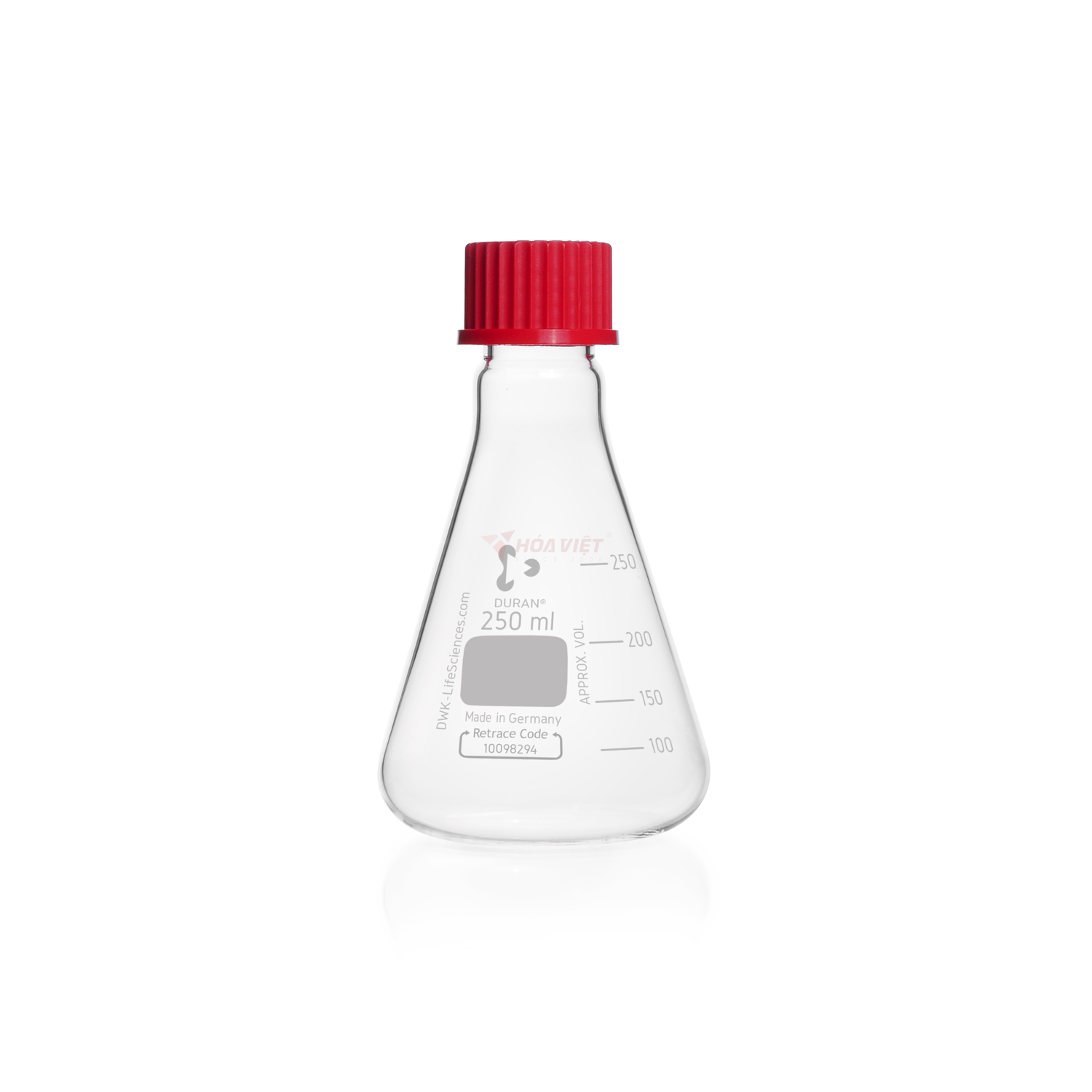 Bình tam giác DURAN® 250 ml GL32, có vạch chia, kèm nắp PBT Bình tam giác DURAN® 250 ml GL32, có vạch chia, kèm nắp PBT