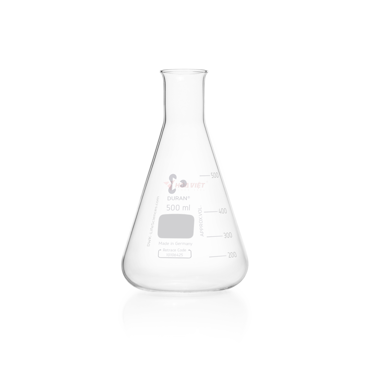 Bình tam giác DURAN® 500 ml cổ hẹp, có vạch chia – Erlenmeyer Flask Bình tam giác DURAN® 500 ml cổ hẹp, có vạch chia – Erlenmeyer Flask