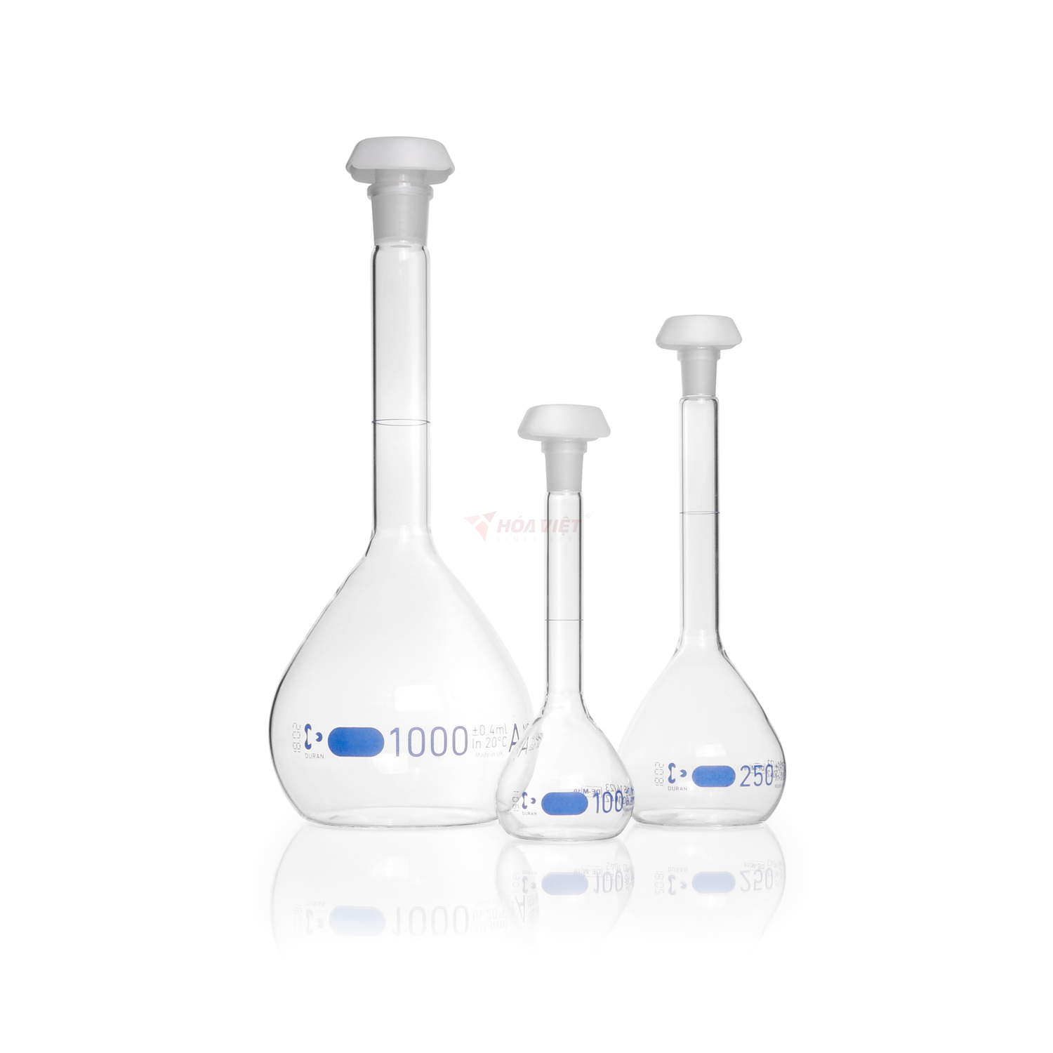 Bình định mức DURAN® 200 ml Class A, vạch xanh, nút PE – Volumetric Flask NS 14/23