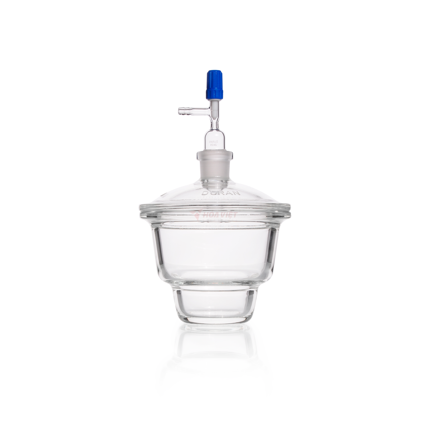 Bình hút ẩm thủy tinh DURAN® DN 250, mặt bích phẳng, nắp có cổng nối chân không NS – Desiccator
