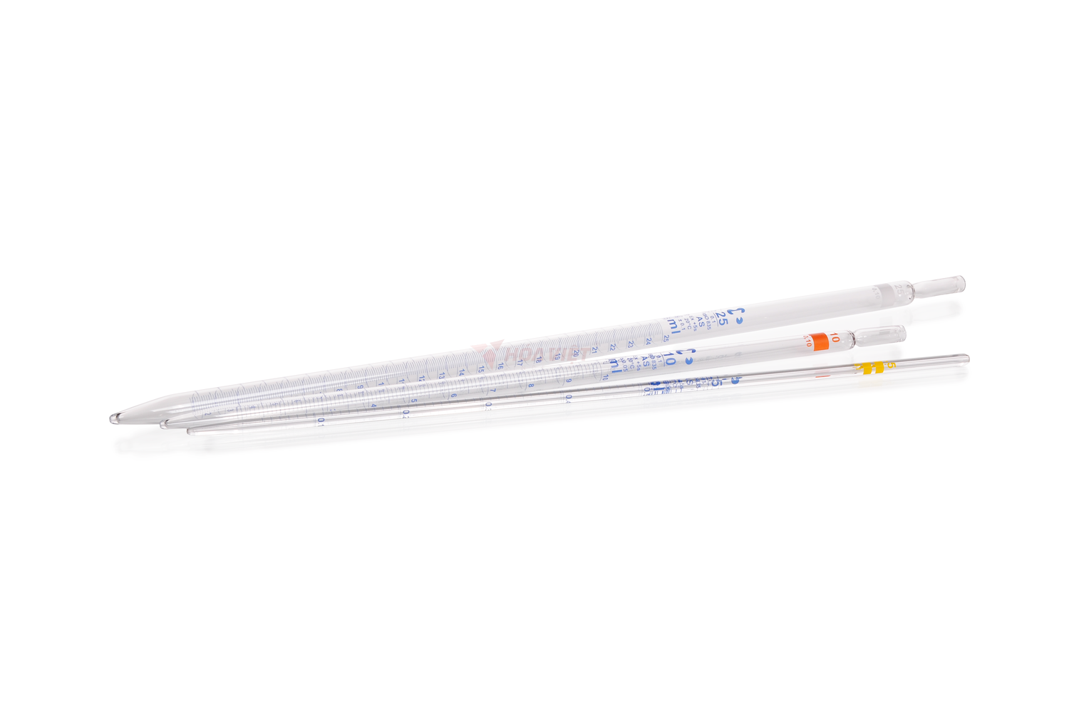 Pipet chia độ thủy tinh 10 ml Class AS Type 2, vạch xanh, có chứng nhận lô – Measuring Pipette