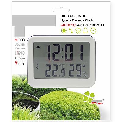 Nhiệt ẩm kế số điện tử có đồng hồ Alla -20 +50°C 10-99% RH