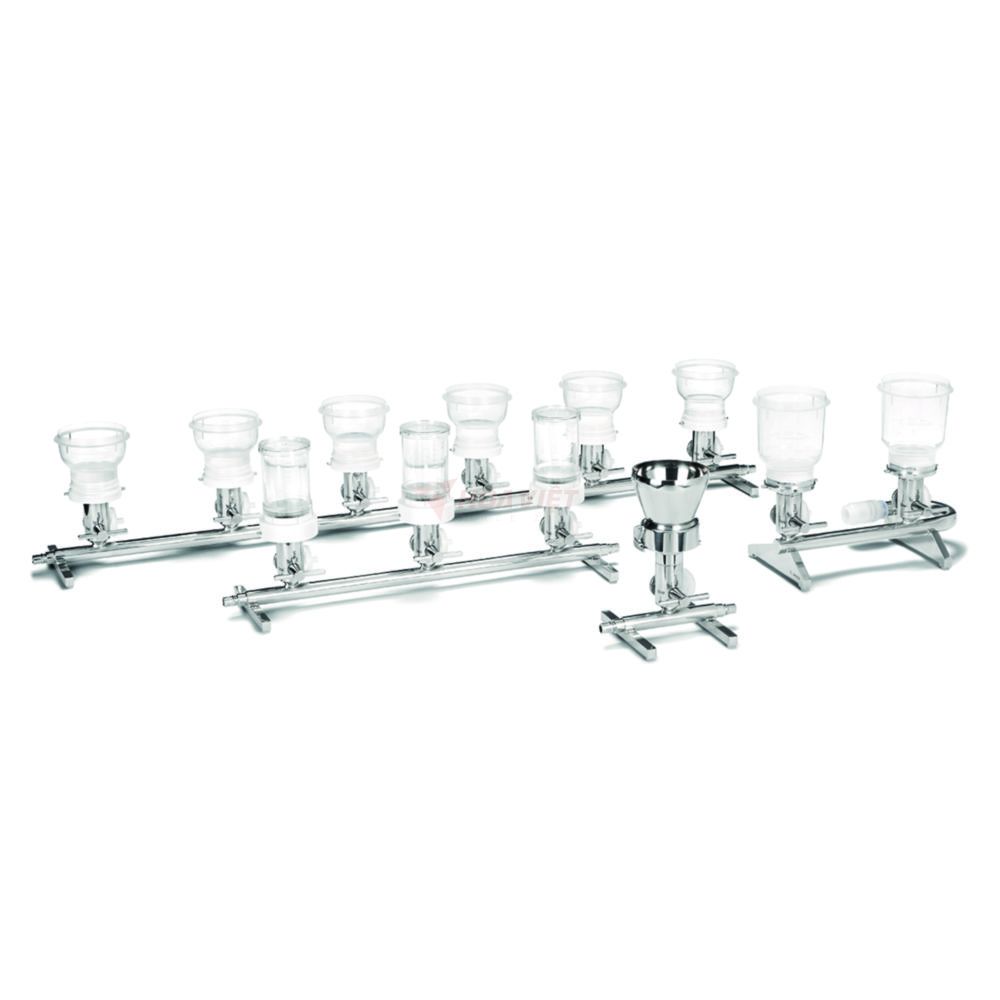 Bộ lọc vi sinh 6 nhánh bằng thép không gỉ Sartorius màng lọc 47/50mm phễu inox 100ml Bộ lọc vi sinh 6 nhánh bằng thép không gỉ Sartorius màng lọc 47/50mm phễu inox 100ml